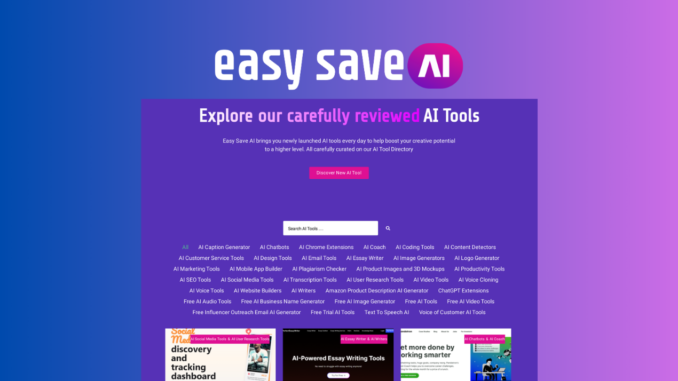 Easy Save AI - Explore 100+ digital marketing AI tools for your need | Product Hunt